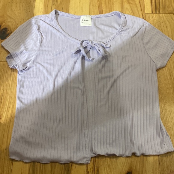 Purple tie up t-shirt - Picture 2 of 3